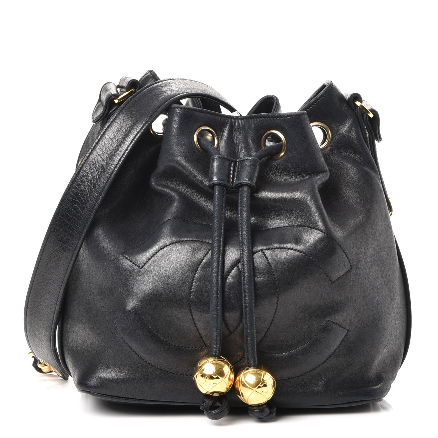 Lambskin CC Drawstring Bag Black
