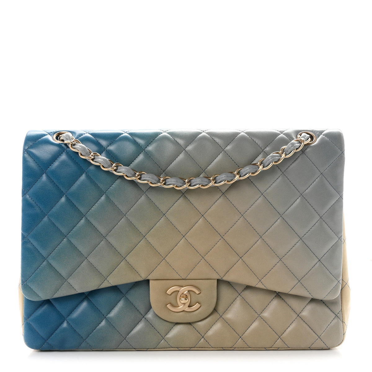 Chanel Lambskin Degrade Quilted Maxi Single Flap Light Blue 1 of 10