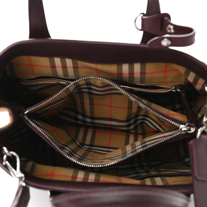 Burberry Grainy Calfskin House Check Medium Banner Tote Mahogany Red 5 of 10