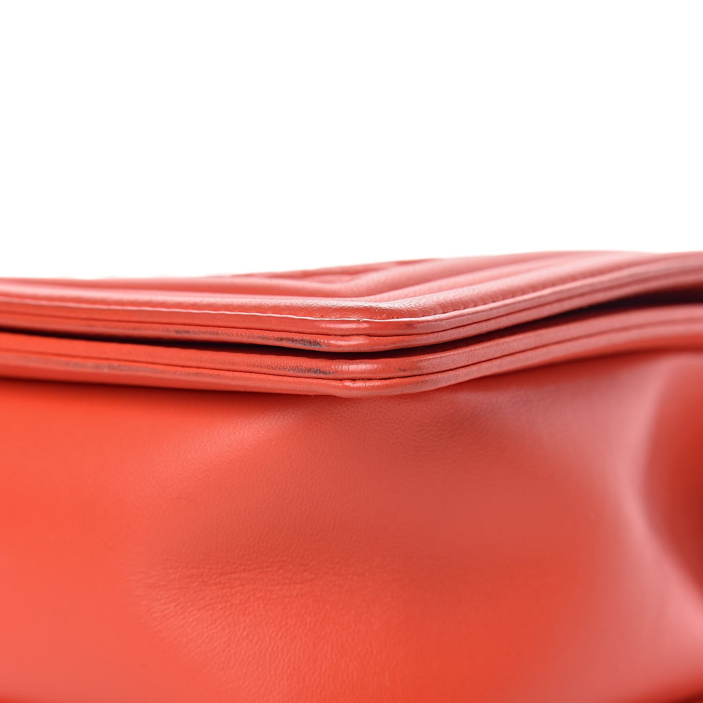 Wrinkled Lambskin Chevron Quilted New Medium Boy Flap Orange