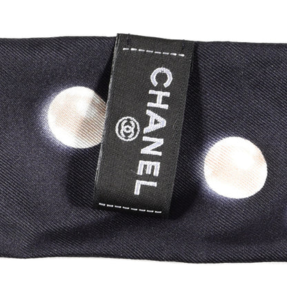 Chanel Silk Pearl CC Slim Bandeau Scarf Dark Navy 3 of 3