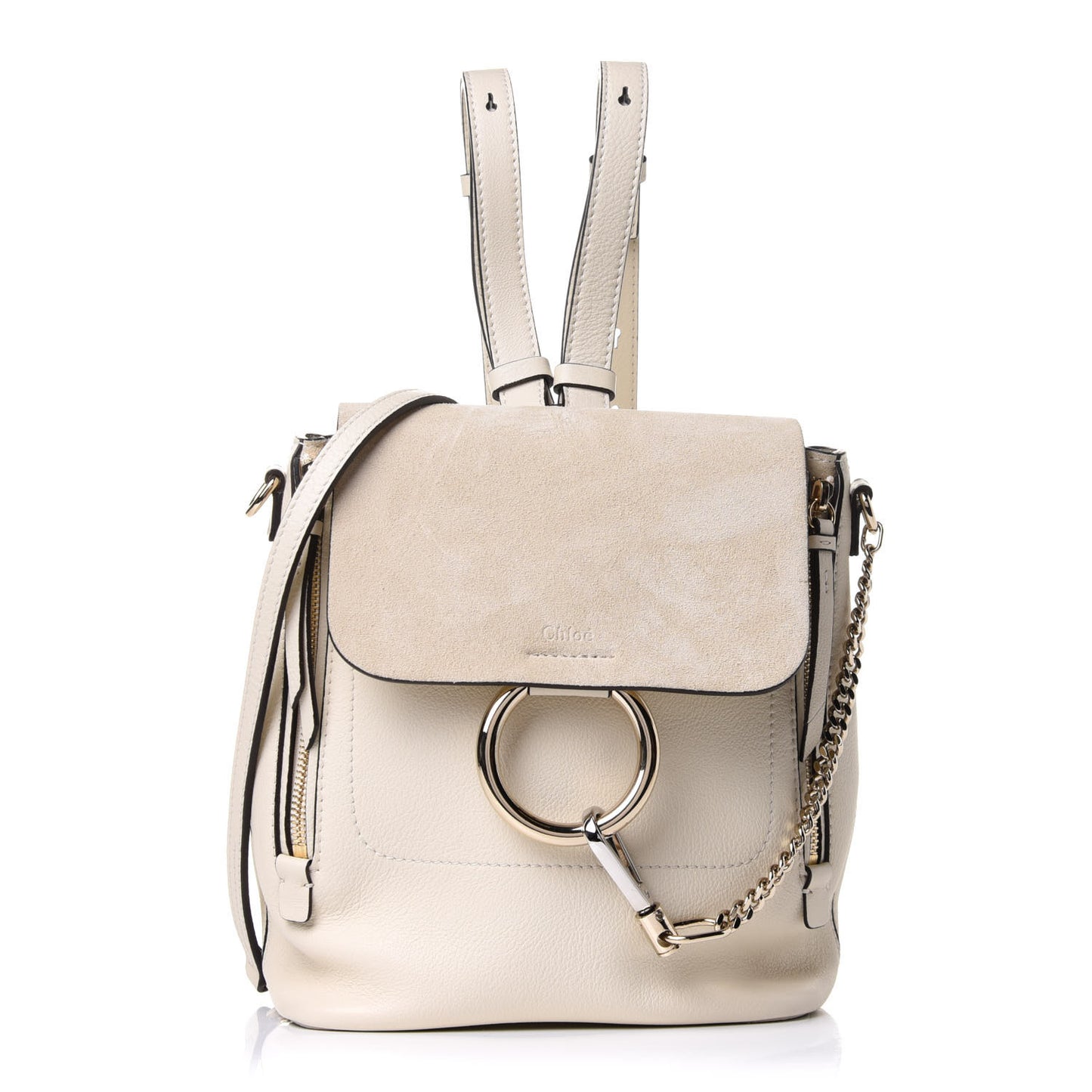 Suede Calfskin Small Faye Backpack Off White