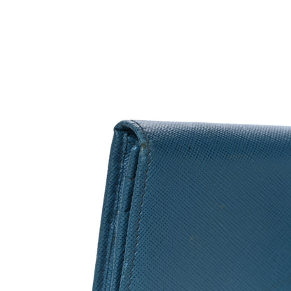 Prada Saffiano Metal Continental Flap Wallet Blue 12 of 17