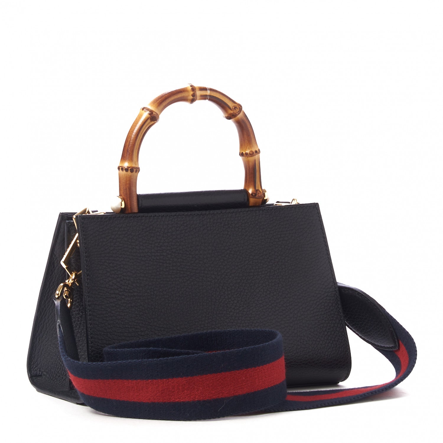 Gucci Nappa Bamboo Web Mini Nymphaea Top Handle Bag Black 3 of 10
