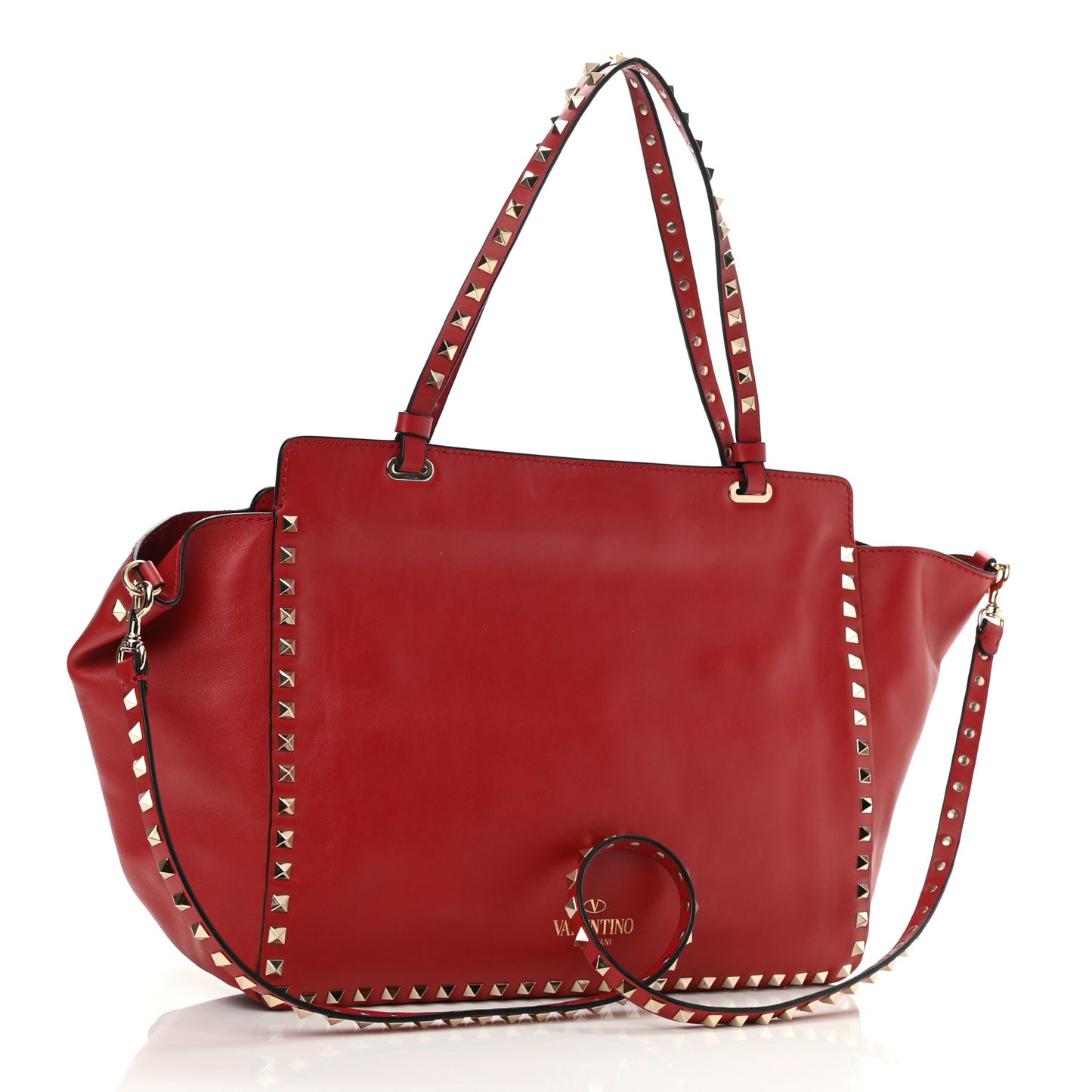 Vitello Medium Rockstud Tote Rosso Valentino