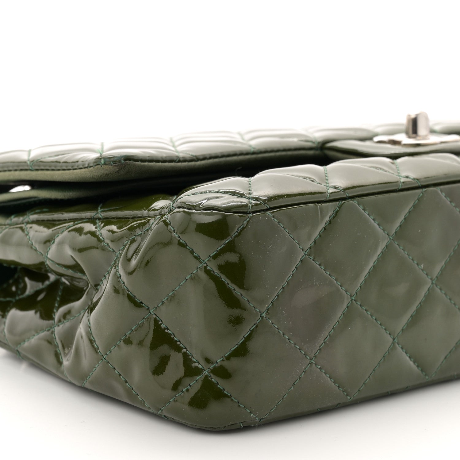 Chanel Patent Calfskin Quilted Medium Double Flap Green 9 of 12