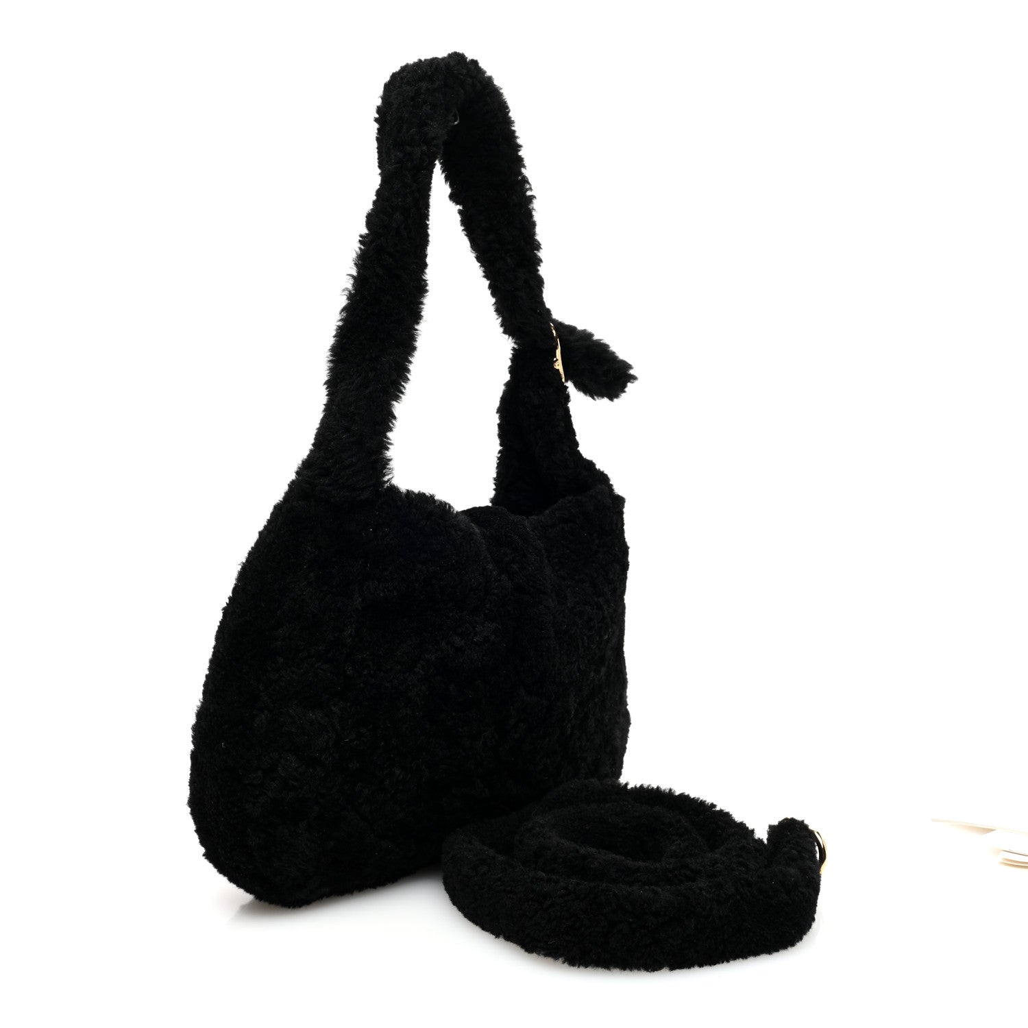 Gucci Shearling Small Jackie 1961 Shoulder Bag Black 3 of 9