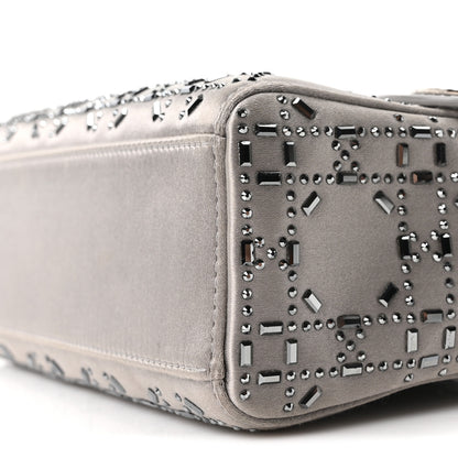 Christian Dior Satin Crystal Cannage Mini Lady Dior Gray 9 of 10