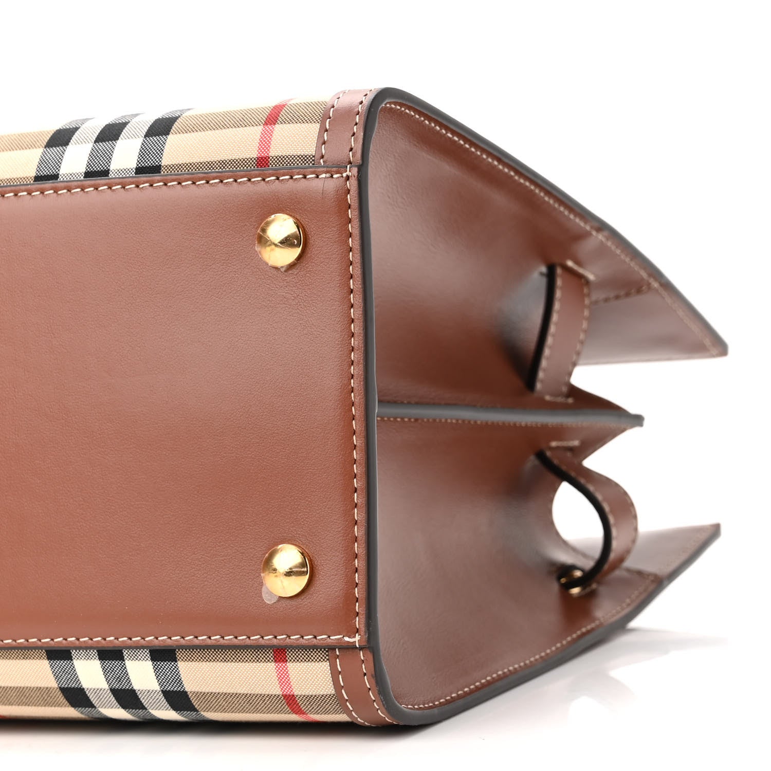 Burberry Calfskin Vintage Check Two Handle Title Bag Archive Beige 9 of 9