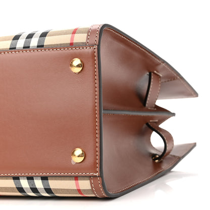 Burberry Calfskin Vintage Check Two Handle Title Bag Archive Beige 9 of 9