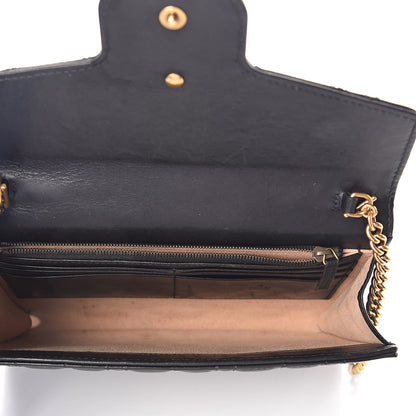 Gucci Calfskin Matelasse Mini Pearly GG Marmont Chain Wallet Black 5 of 9