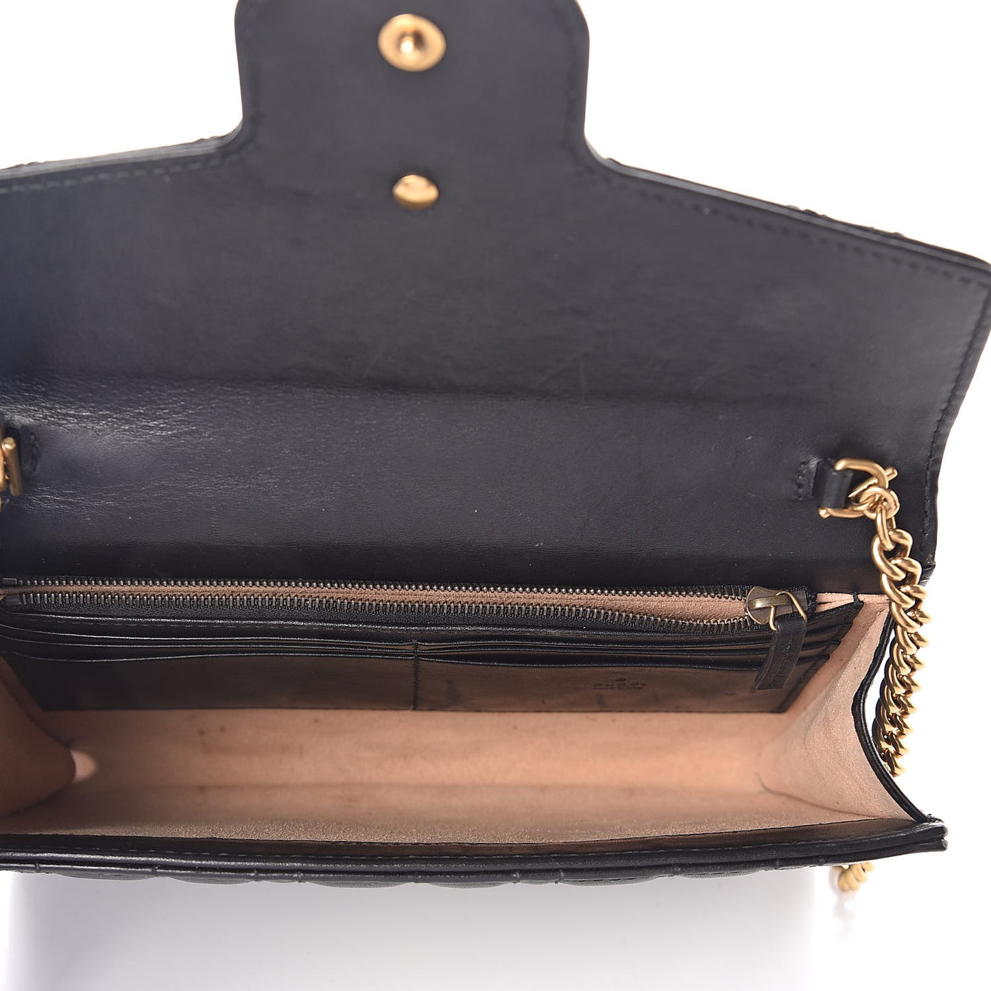 Calfskin Matelasse Mini Pearly GG Marmont Chain Wallet Black