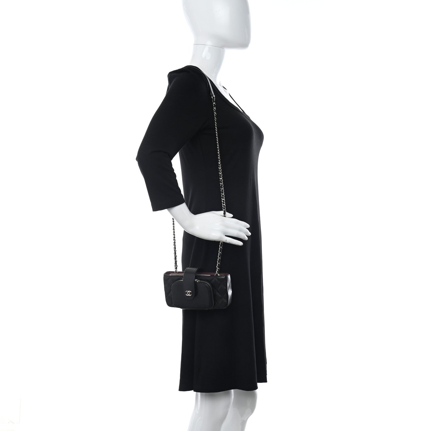 Chanel Caviar Quilted Business Affinity Phone Holder With Chain Black 2 of 11