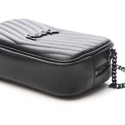 Saint Laurent Grain De Poudre Matelasse Monogram Mini Lou Camera Bag Black 9 of 10