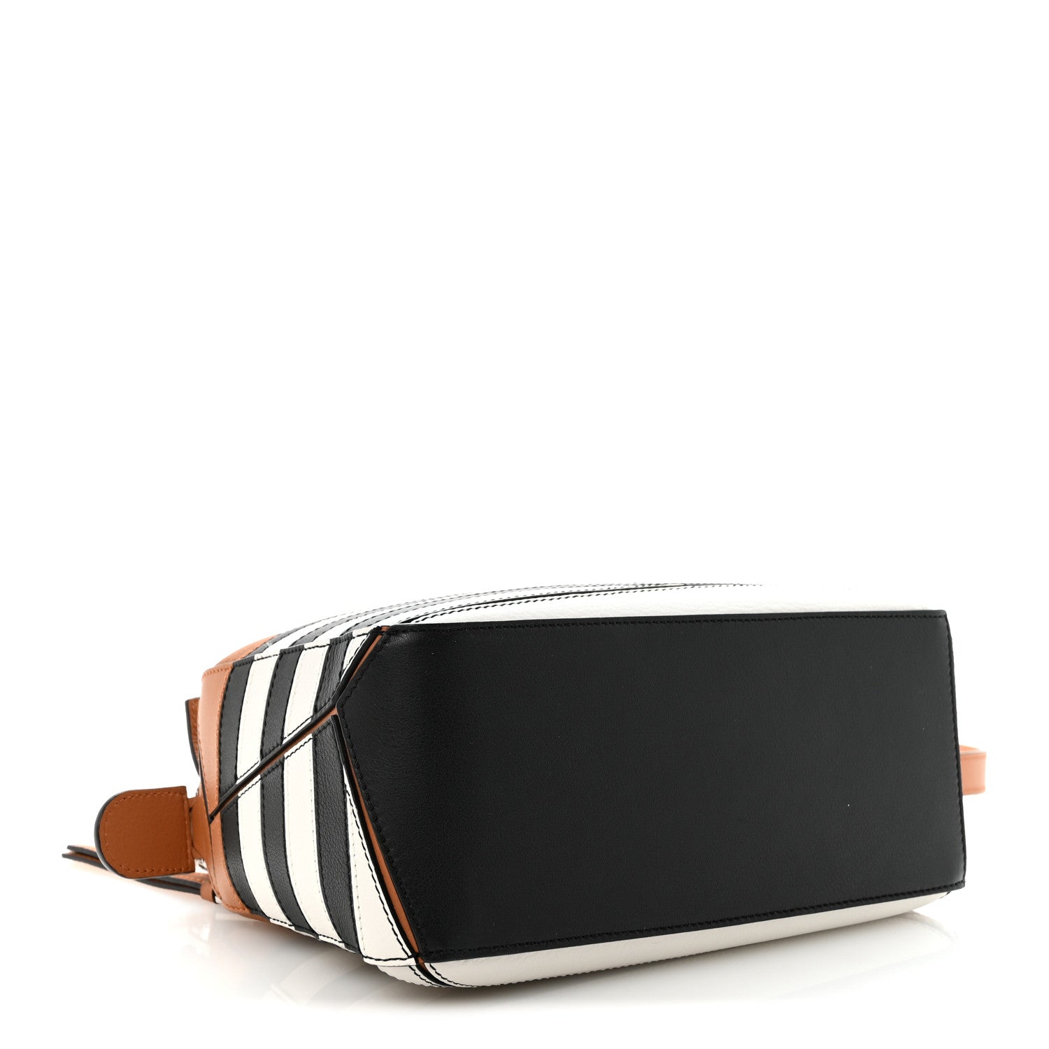 Loewe Calfskin Marine Stripe Small Puzzle Bag Tan Black White 4 of 9