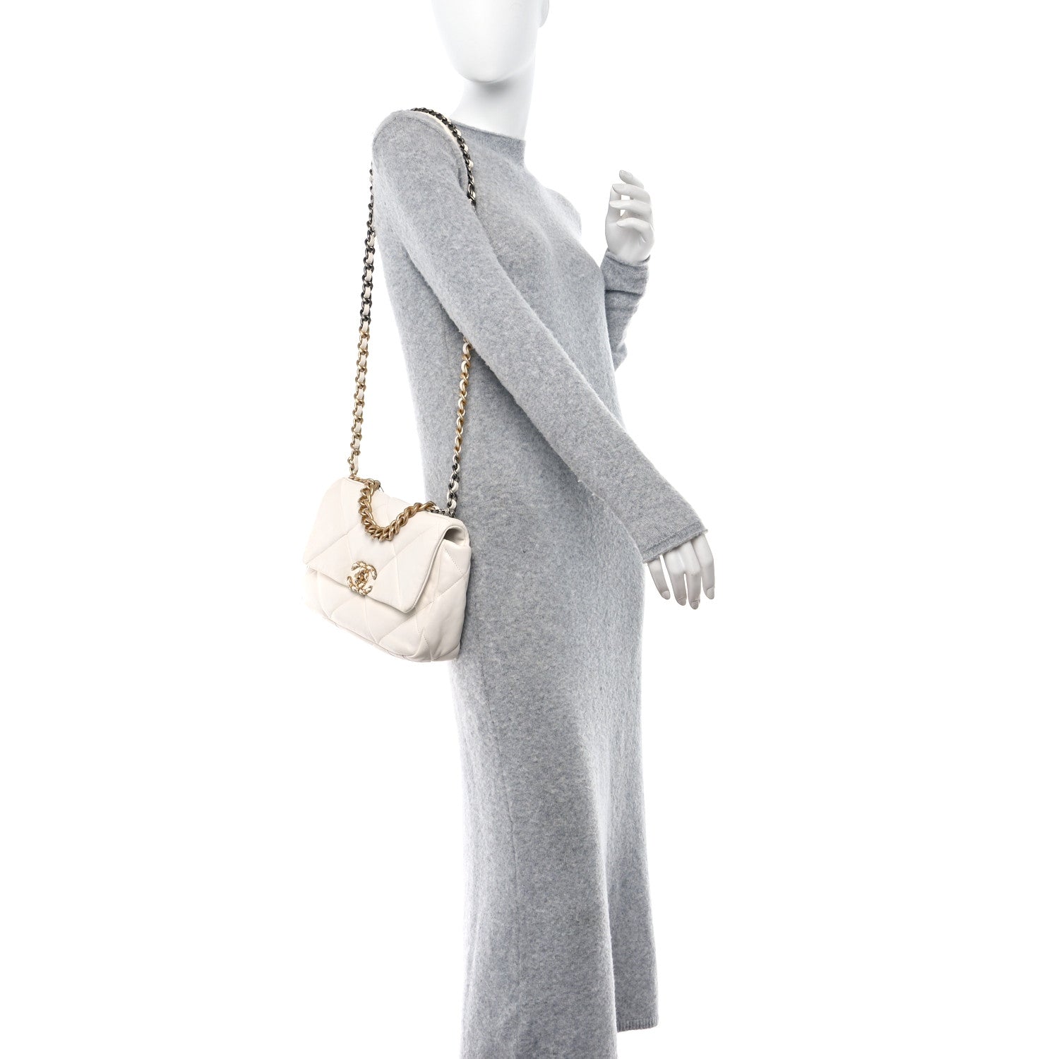 Chanel Lambskin Quilted Medium Chanel 19 Flap White 2 of 10