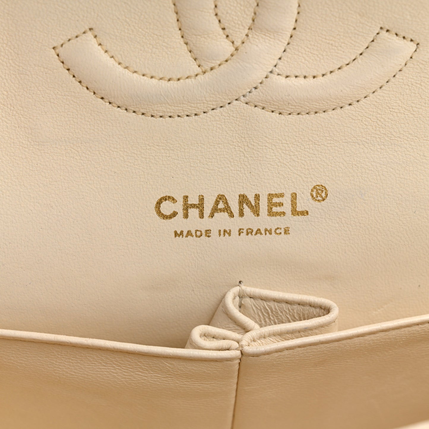 Lambskin Quilted Medium Double Flap White White