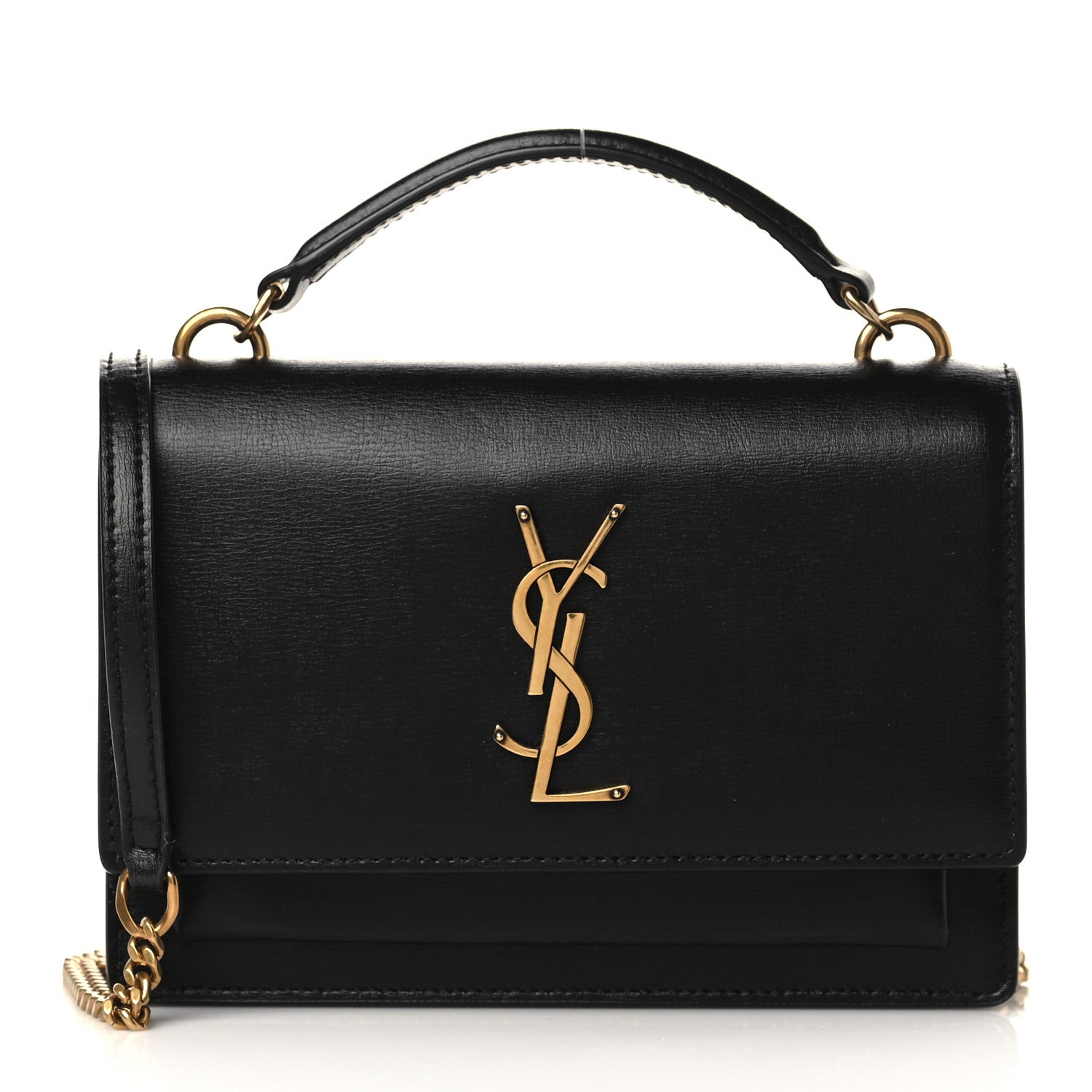 Saint Laurent Calfskin Monogram Sunset Chain Wallet Black 1 of 7