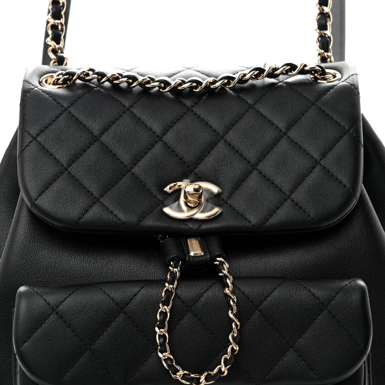 Chanel Lambskin Quilted Large Duma Drawstring Backpack Black 8 of 14