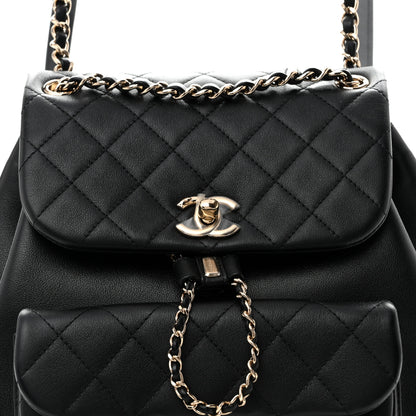 Chanel Lambskin Quilted Large Duma Drawstring Backpack Black 8 of 14