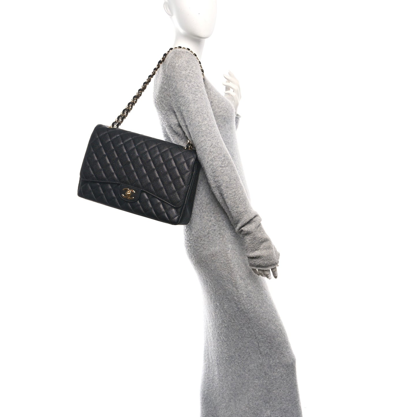 Caviar Quilted Maxi Double Flap Black