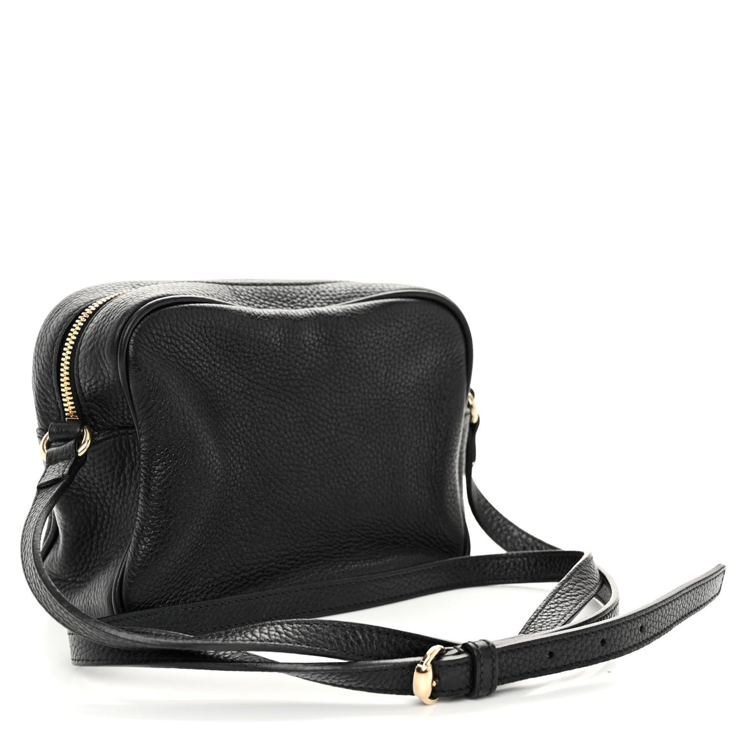 Pebbled Calfskin Small Soho Disco Bag Black