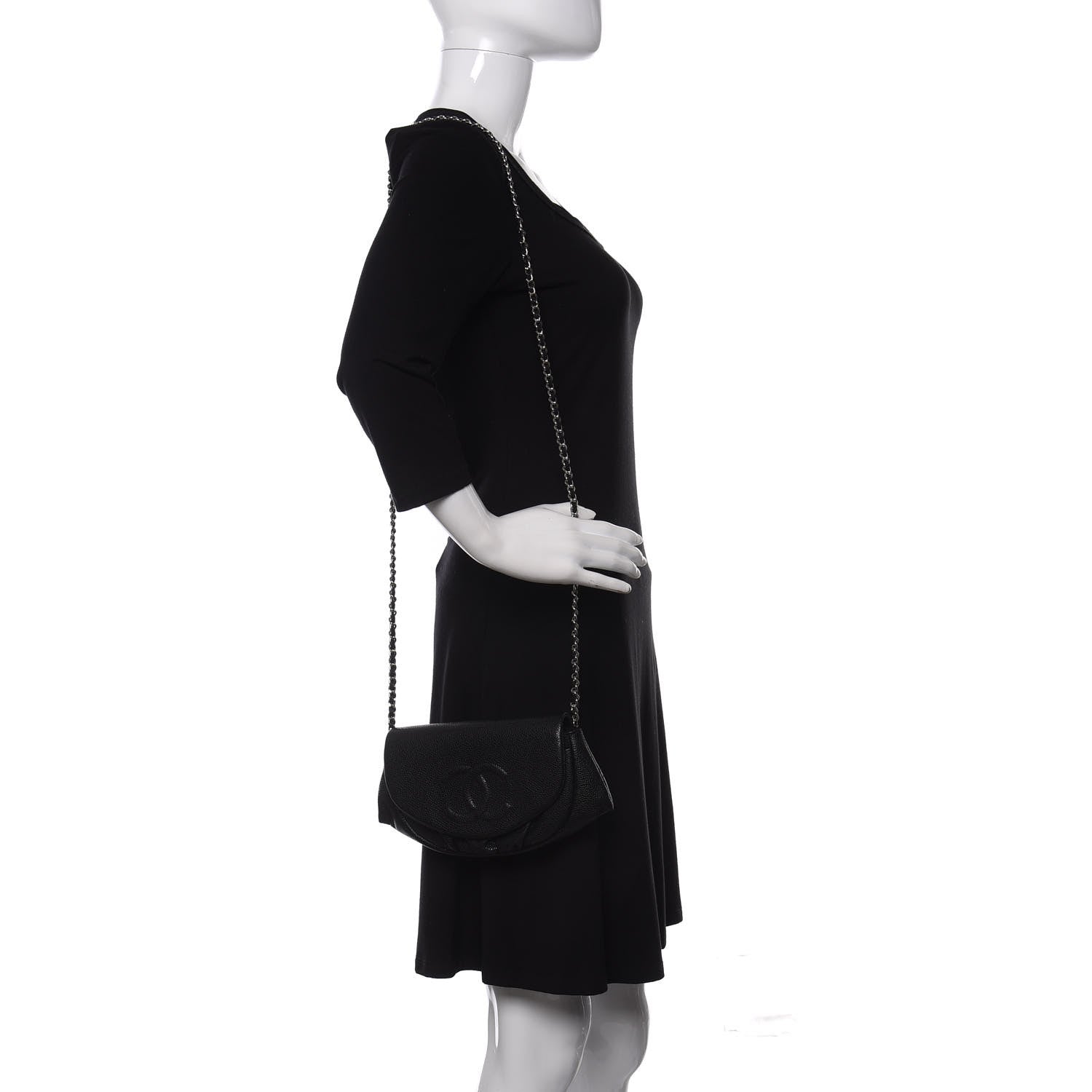 Chanel Caviar Half Moon Wallet On Chain WOC Black 2 of 11