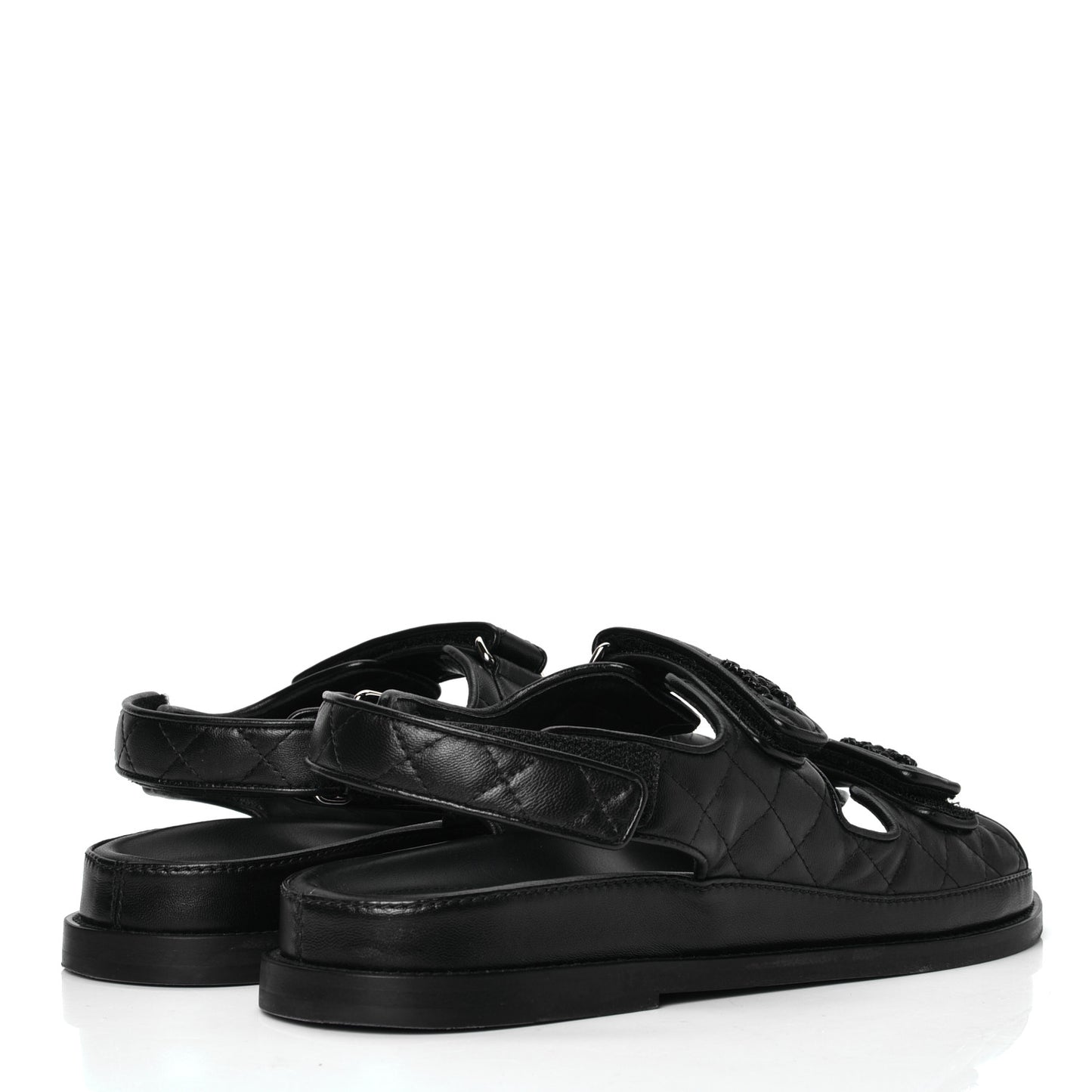 Lambskin Velcro Dad Sandals 40 Black