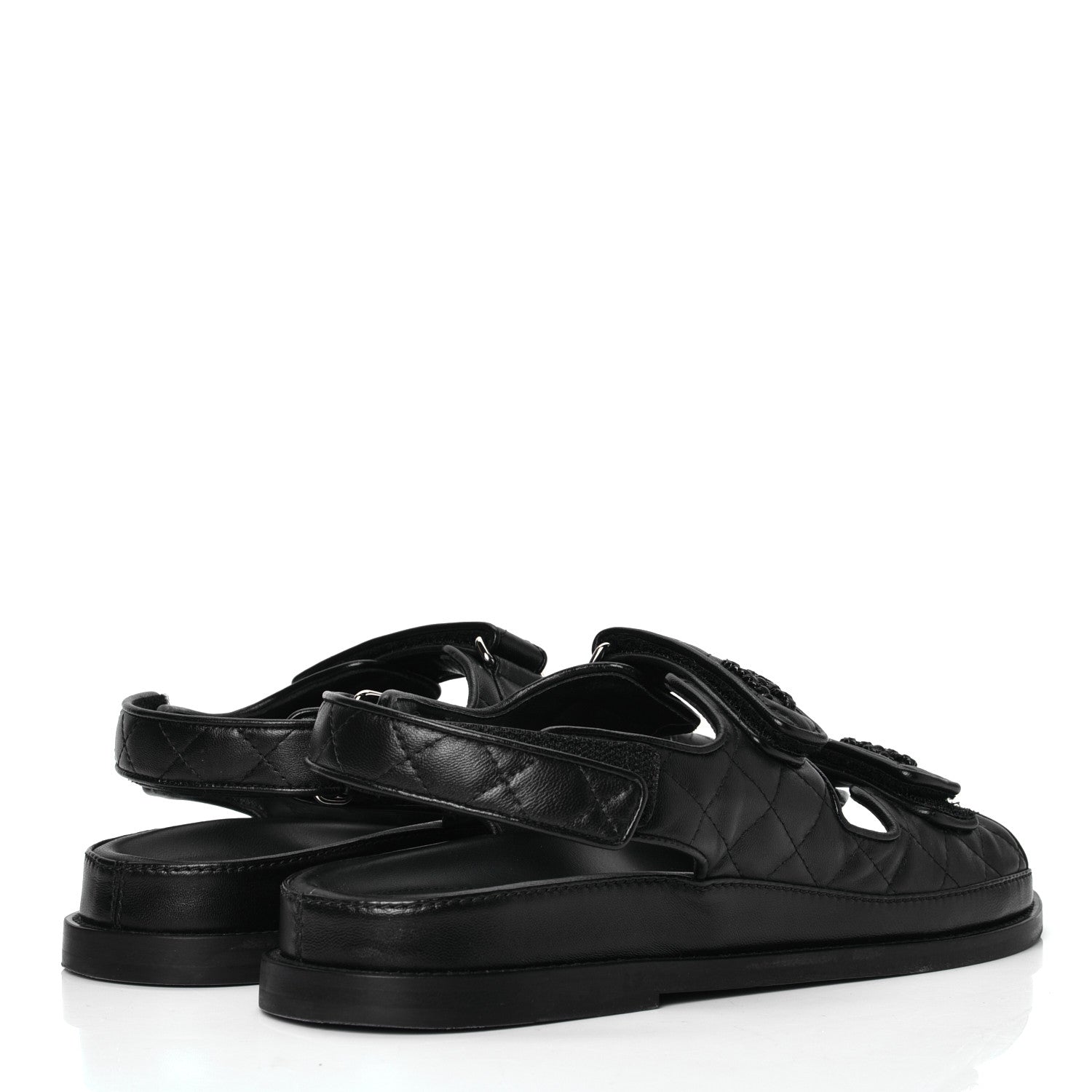 Chanel Lambskin Velcro Dad Sandals 40 Black 3 of 4