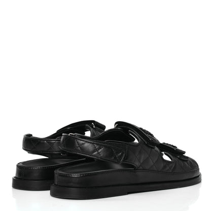 Chanel Lambskin Velcro Dad Sandals 40 Black 3 of 4