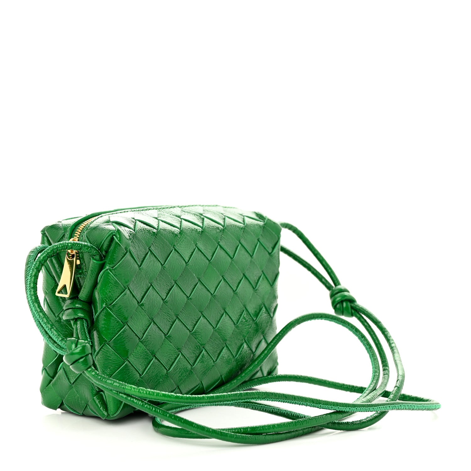 Bottega Veneta Patent Nappa Intrecciato Mini Loop Camera Bag Green 3 of 11