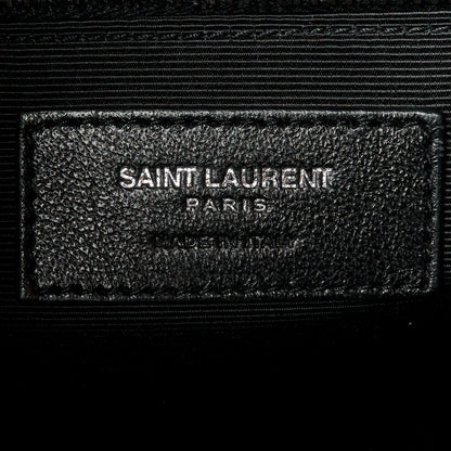 Saint Laurent Grain De Poudre Textured Mixed Matelasse Large Triquilt Monogram Satchel Black 7 of 11