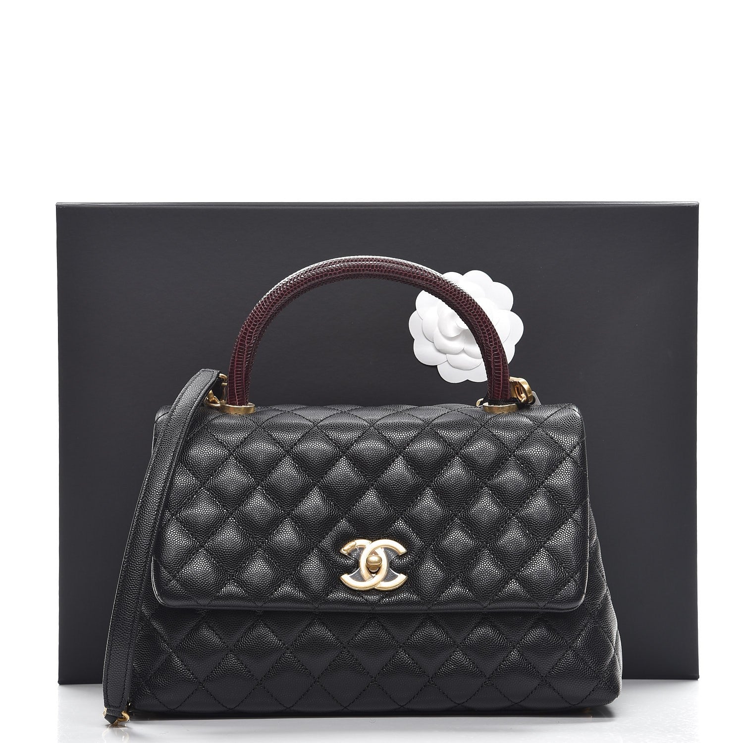 Chanel Caviar Lizard Quilted Small Coco Handle Flap Black 9 of 9