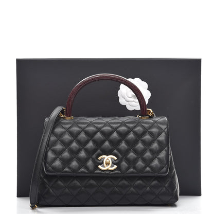 Chanel Caviar Lizard Quilted Small Coco Handle Flap Black 9 of 9