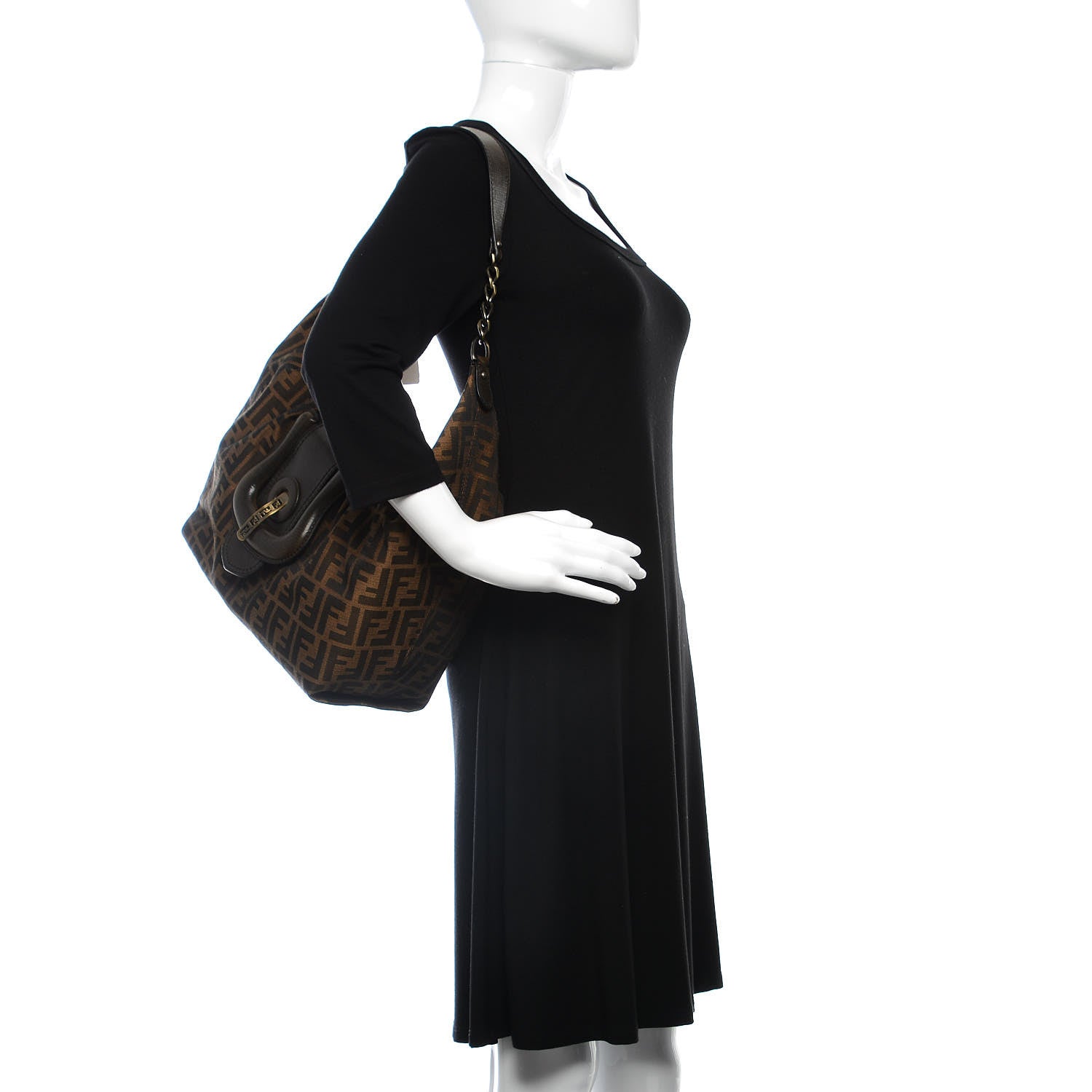Fendi Zucca B Buckle Hobo Tobacco Castagna 2 of 10