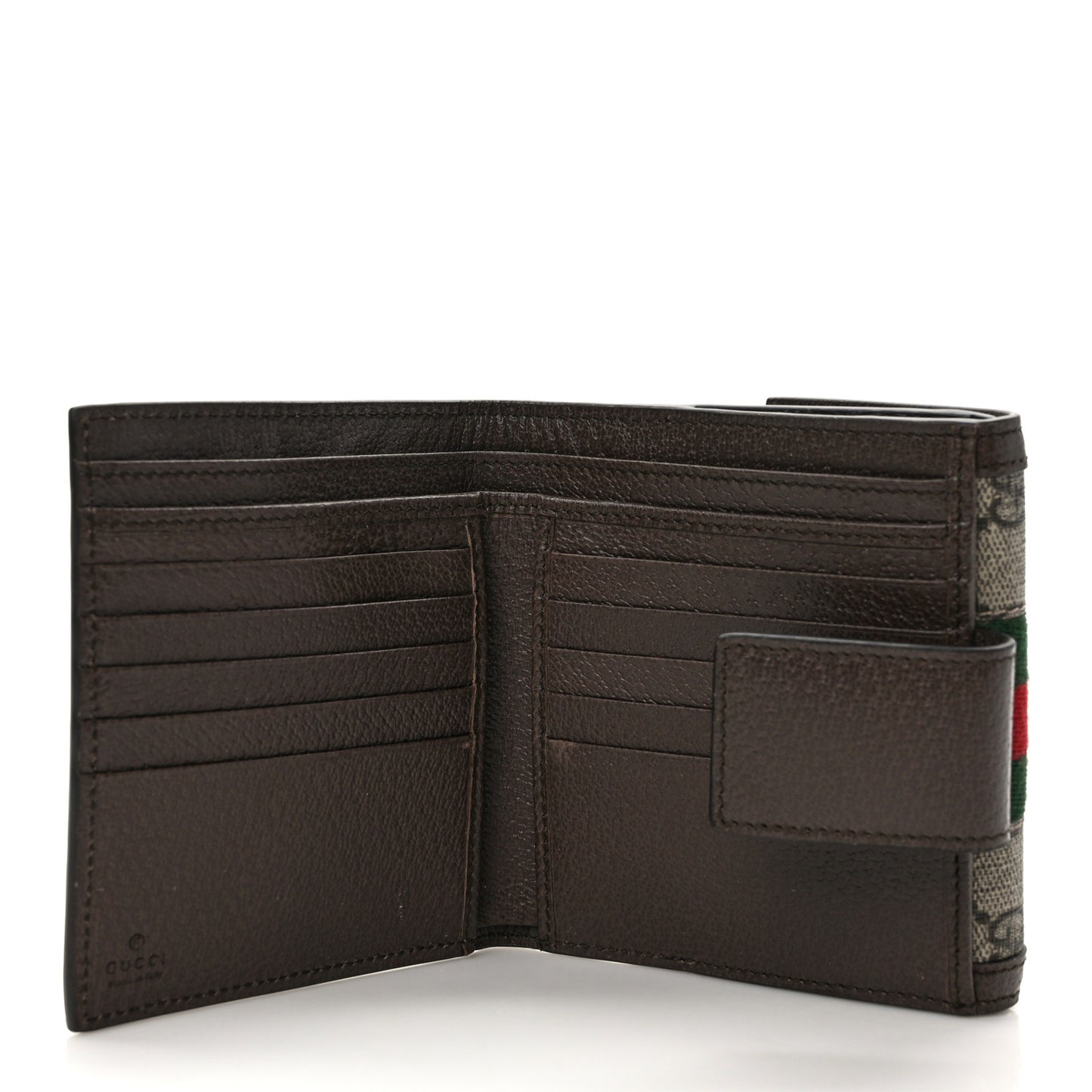 GG Supreme Monogram Web Ophidia French Flap Wallet Beige New Acero