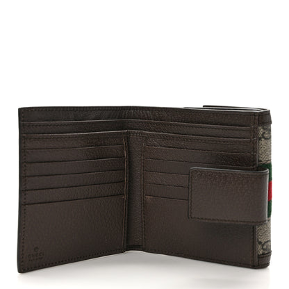 Gucci GG Supreme Monogram Web Ophidia French Flap Wallet Beige New Acero 5 of 8