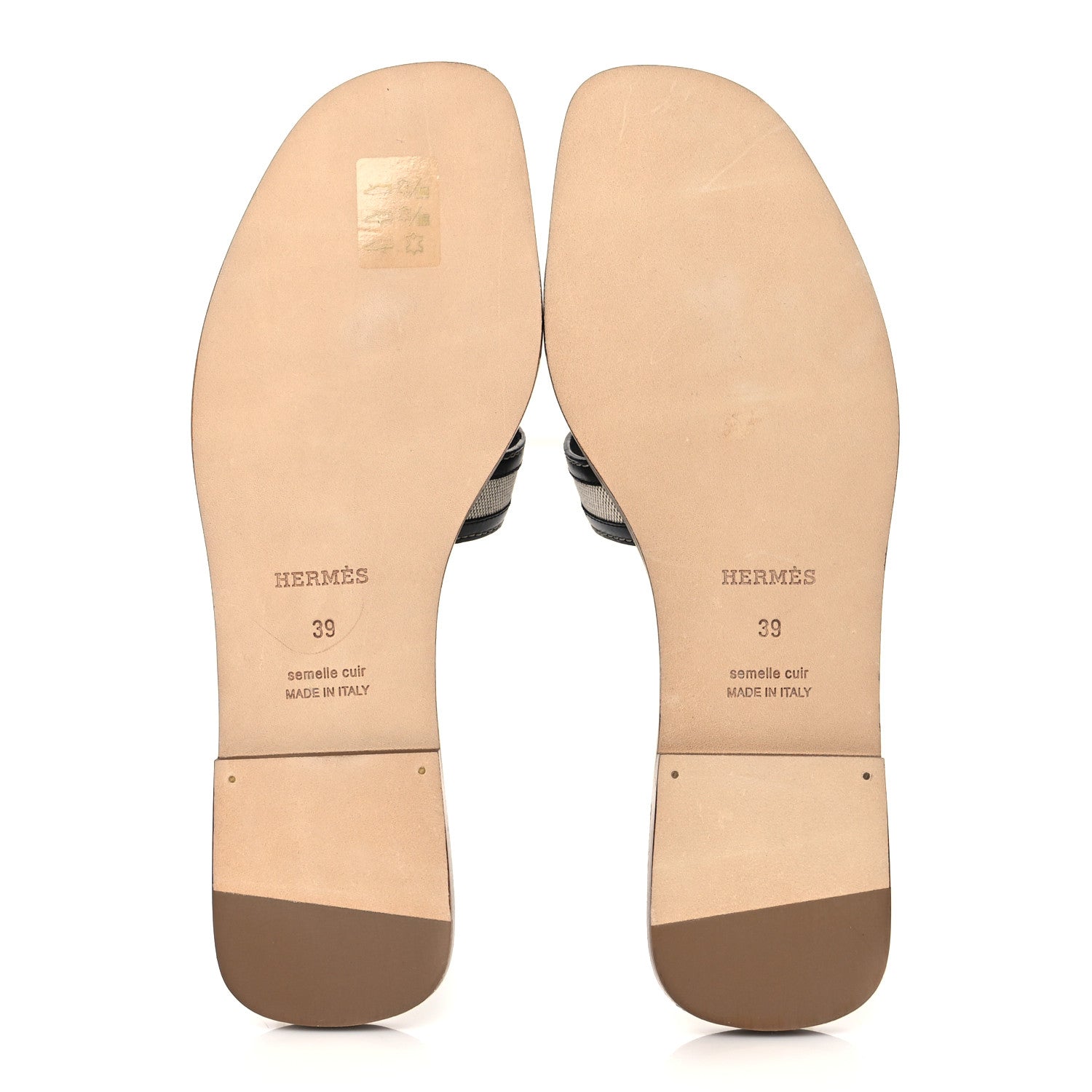 Hermes Calfskin Canvas Oran Sandals 39 Black 5 of 9