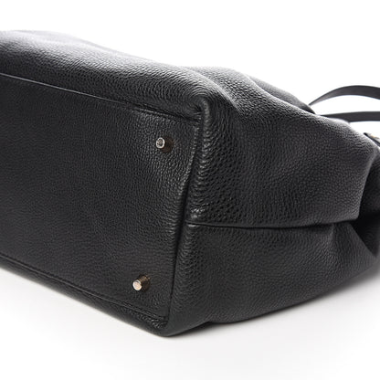 Burberry Grainy Calfskin House Check Medium Maidstone Black 9 of 10