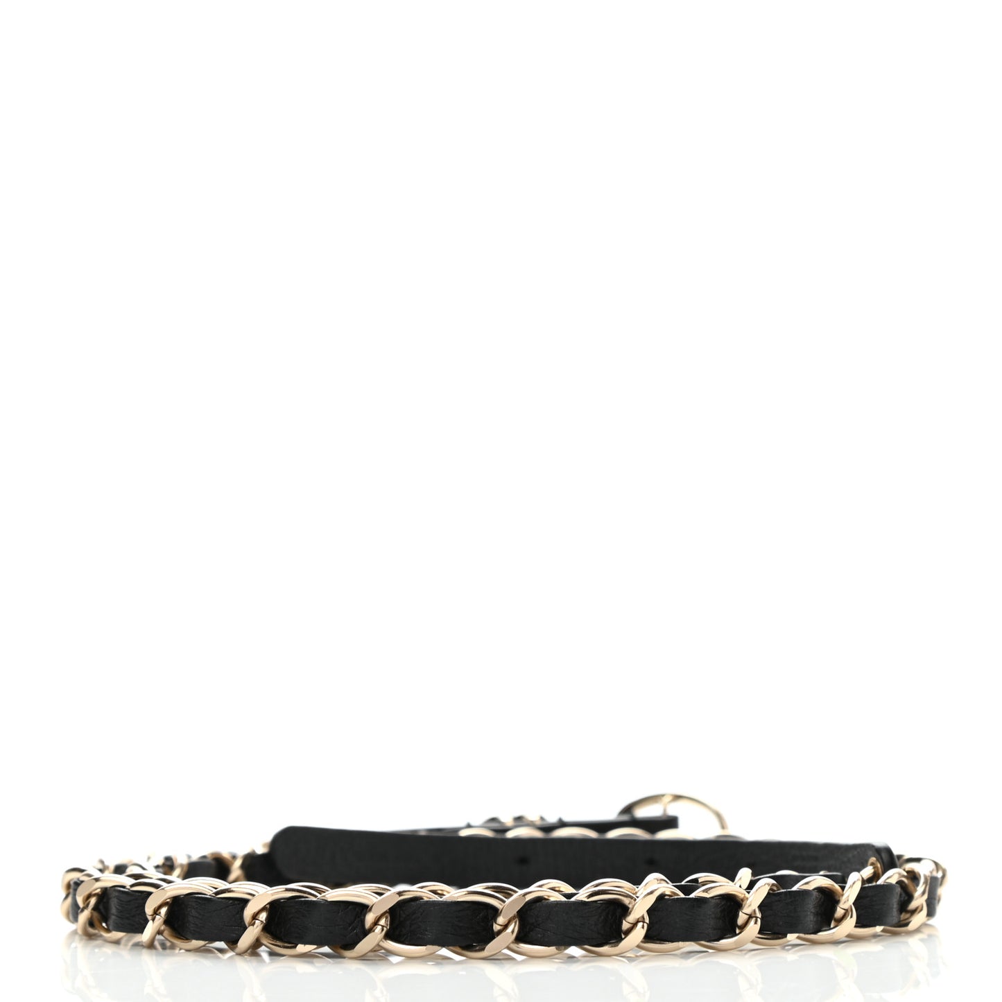 Lambskin CC Pearl Chain Belt 80 32 Black