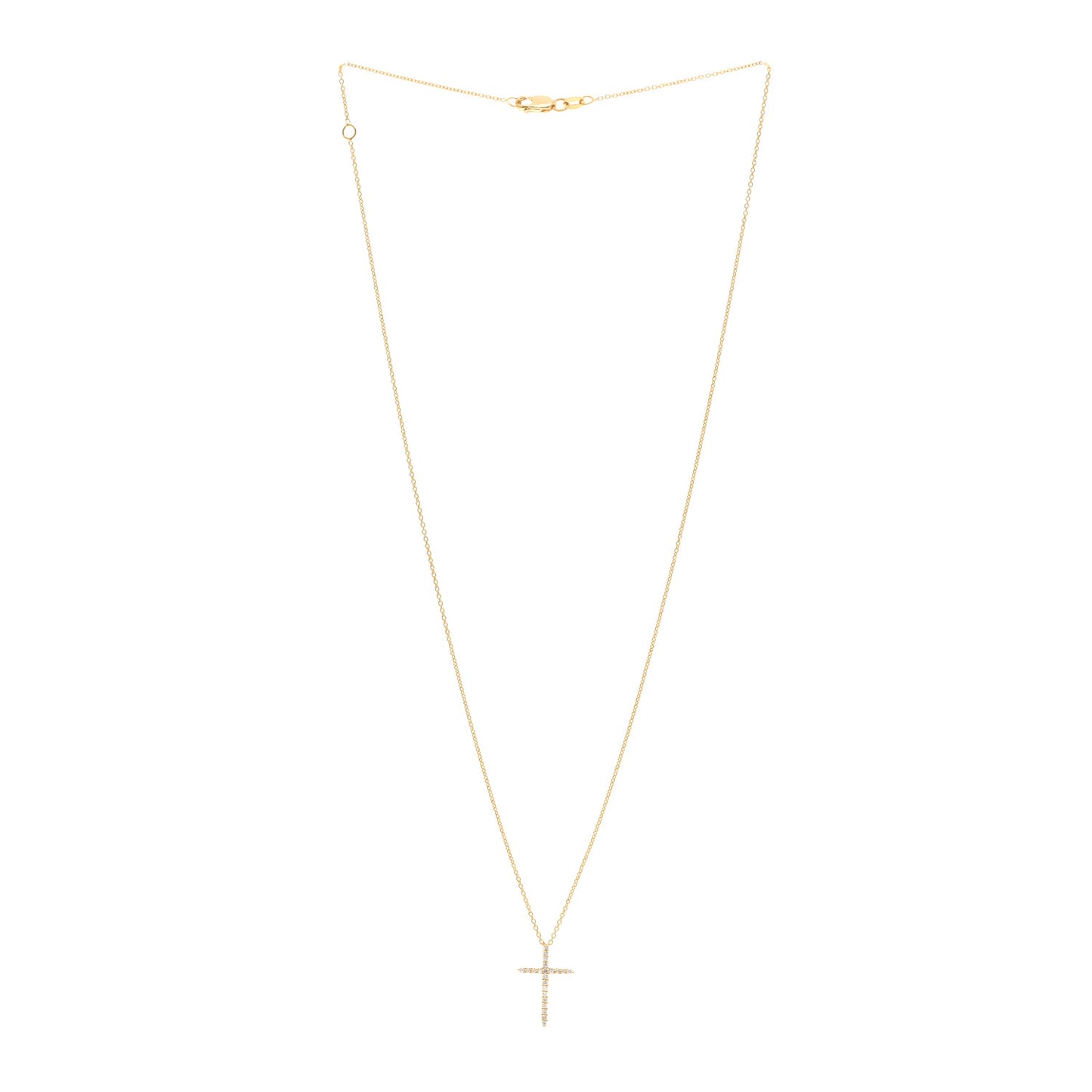 18K Yellow Gold .10ct Diamond Cross Pendant Necklace