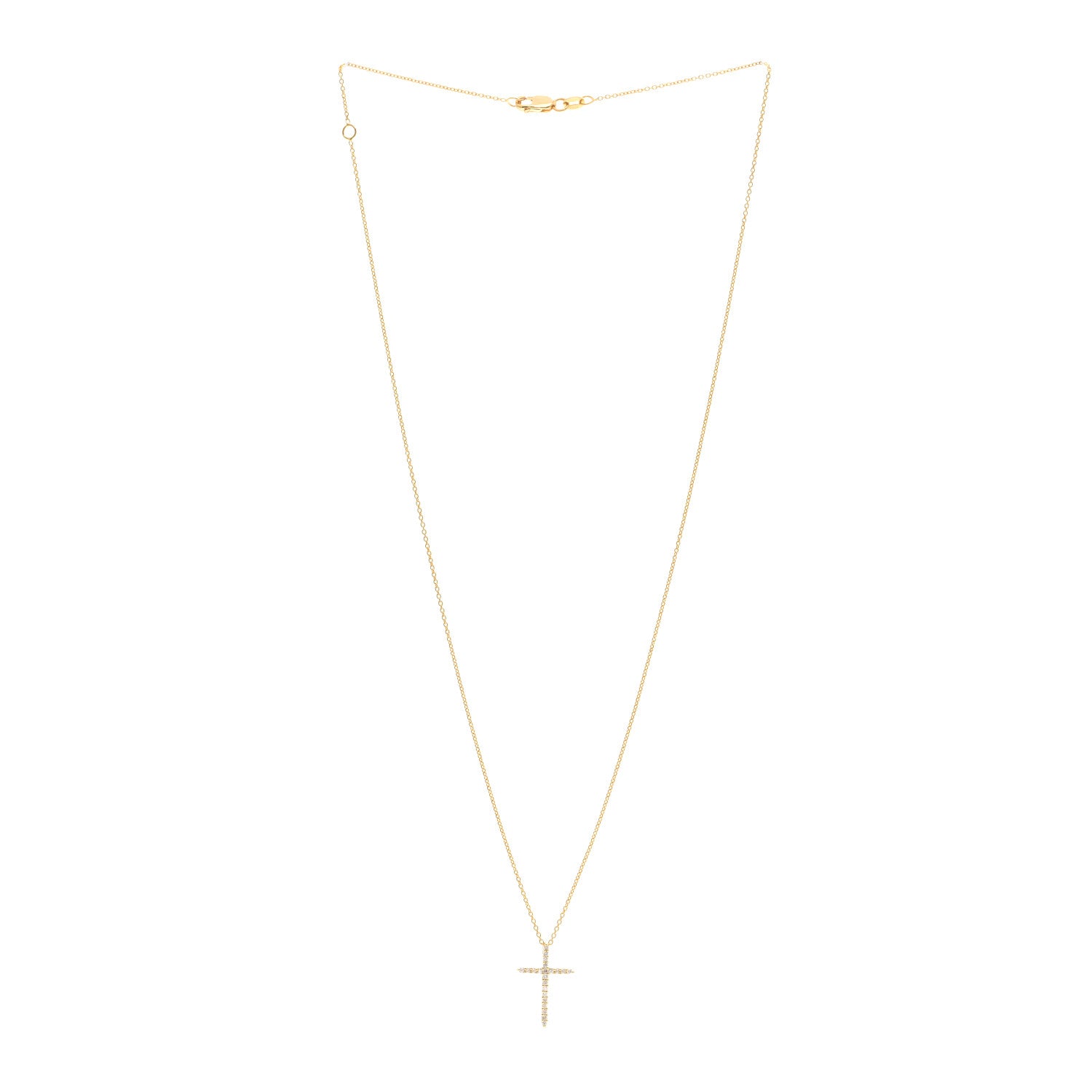 Roberto Coin 18K Yellow Gold .10ct Diamond Cross Pendant Necklace 3 of 5