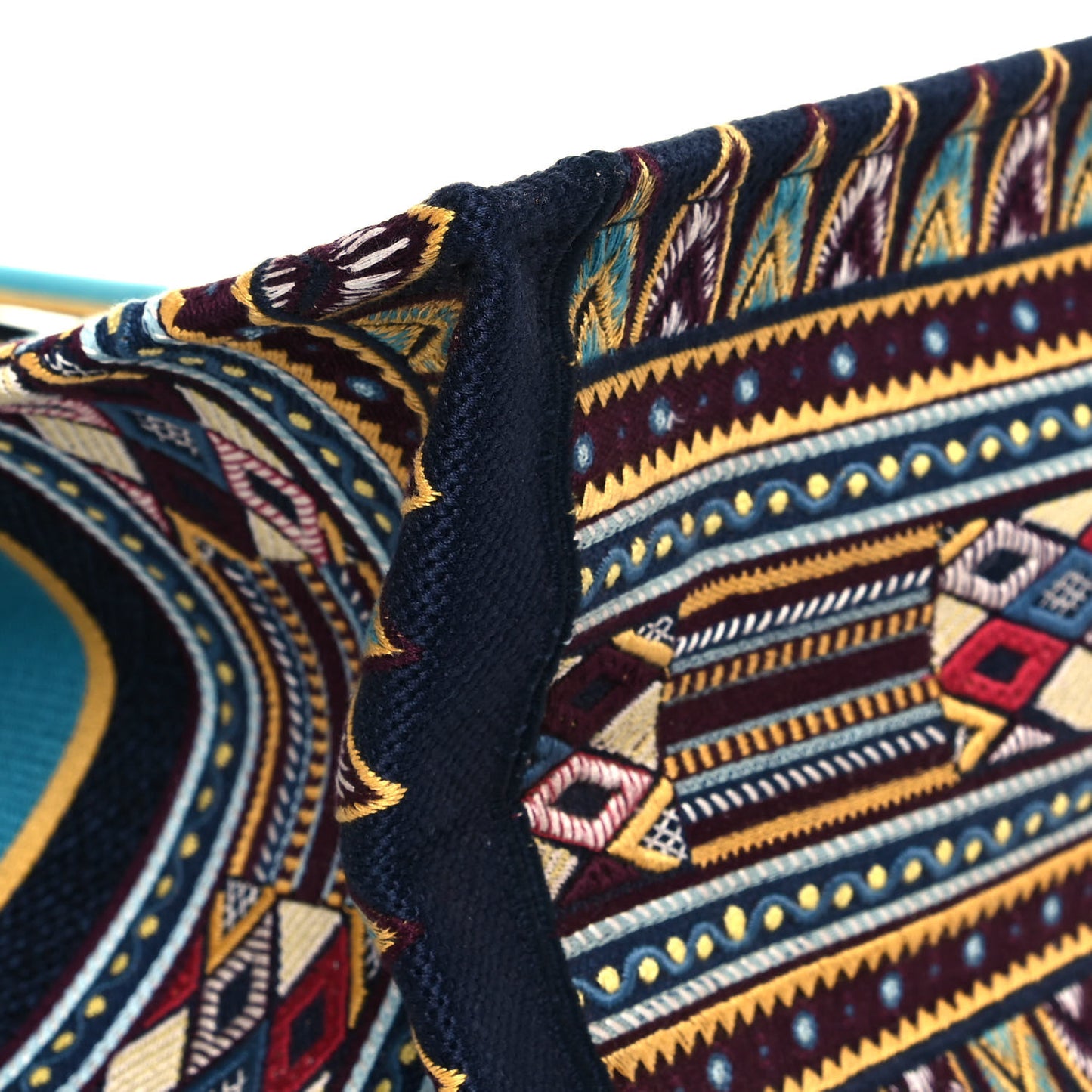 Canvas Embroidered Book Tote Blue Multicolor