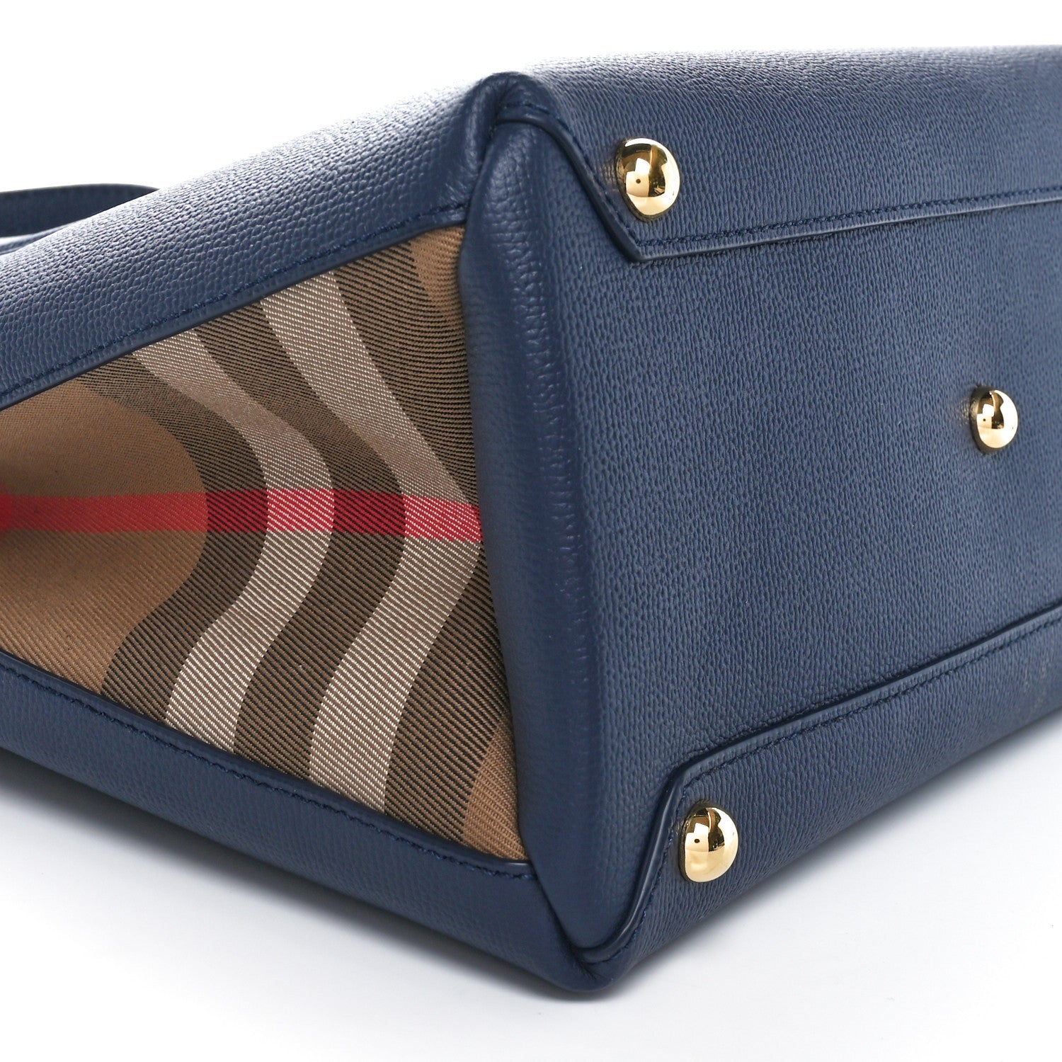 Burberry Derby Calfskin Vintage Check Medium Banner Tote Regency Blue 10 of 11