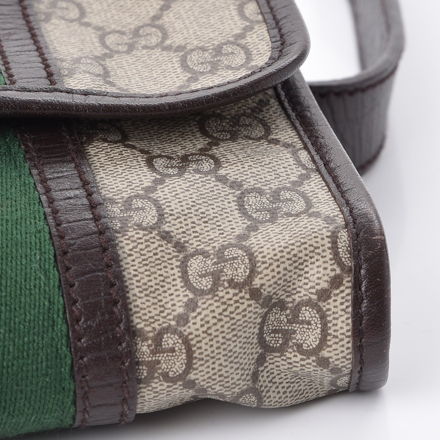 GG Monogram Plus Web Belt Bag Dark Brown
