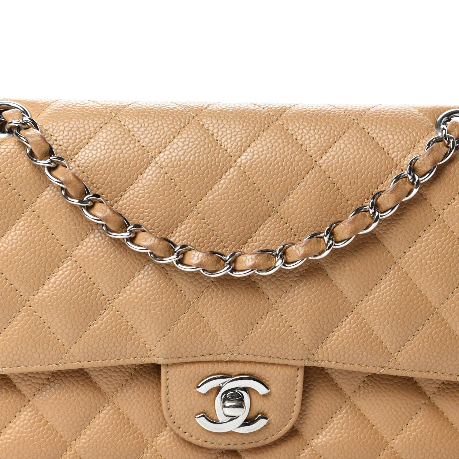 Chanel Caviar Quilted Medium Double Flap Beige 18 of 18