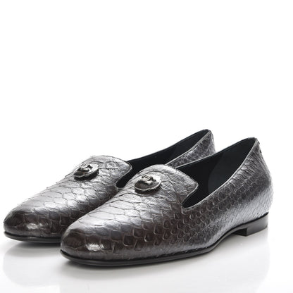 Chanel Metallic Python CC Mocassin Loafers 37 Dark Grey 3 of 8