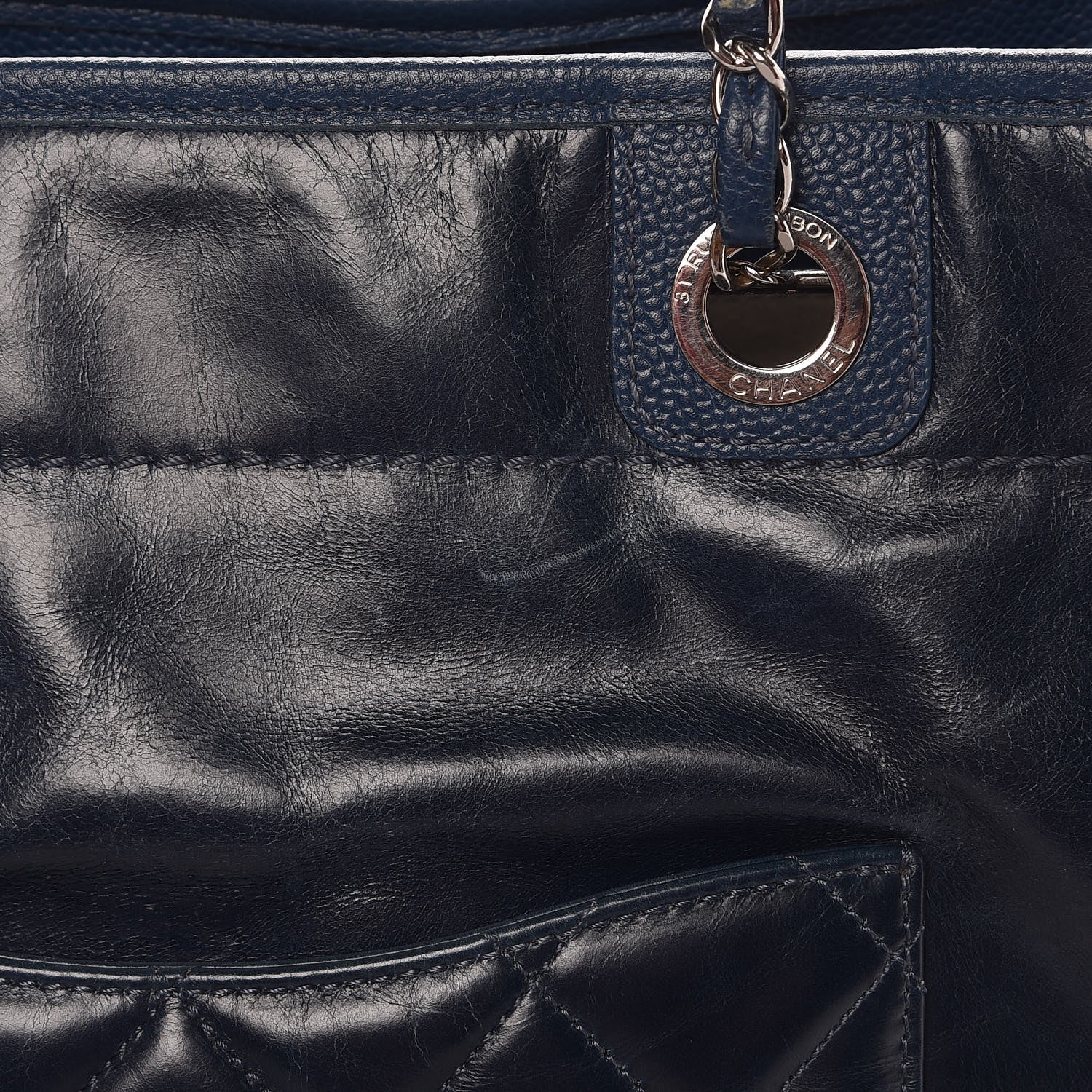 Chanel Glazed Calfskin Small Deauville Tote Blue 9 of 14