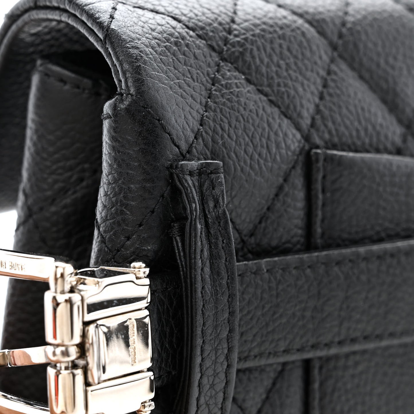 Grained Calfskin Quilted 2.55 Reissue Flap Belt Bag Clutch Black