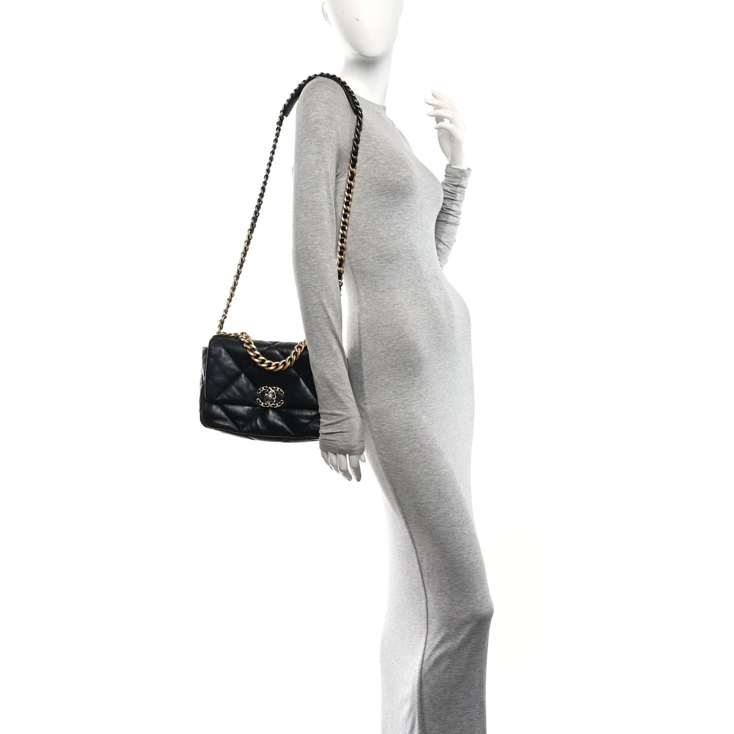 Lambskin Quilted Medium Chanel 19 Flap Black